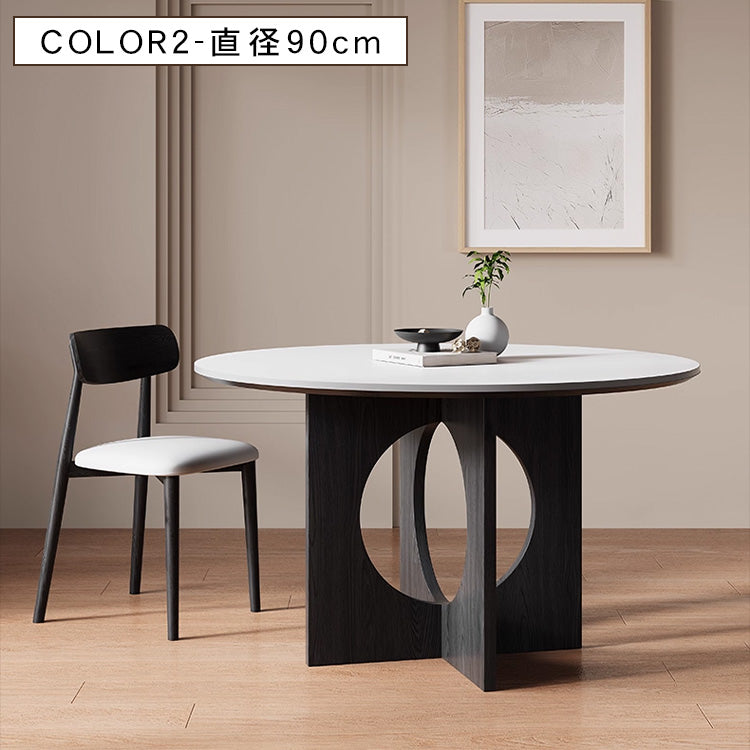 無垢材ラウンドテーブル セラミック天板 ピュアホワイト モダンミニマル hsgmy-5729