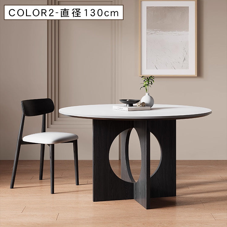 無垢材ラウンドテーブル セラミック天板 ピュアホワイト モダンミニマル hsgmy-5729