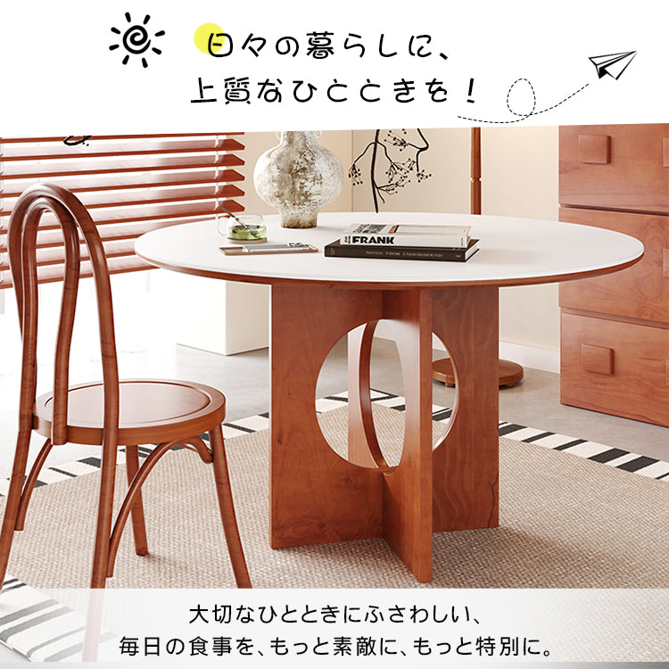 無垢材ラウンドテーブル セラミック天板 ピュアホワイト モダンミニマル hsgmy-5729