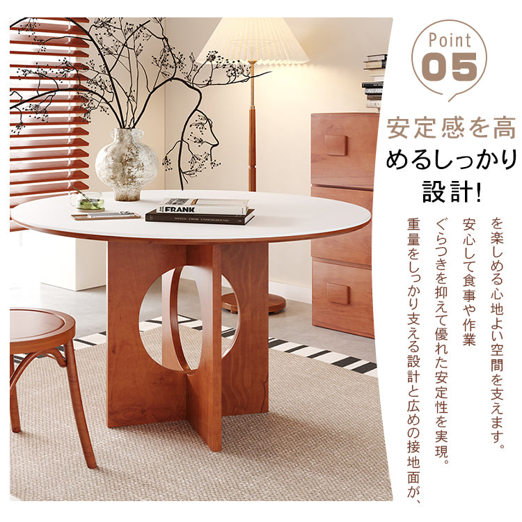 無垢材ラウンドテーブル セラミック天板 ピュアホワイト モダンミニマル hsgmy-5729