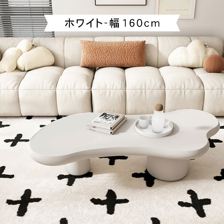 北欧風デザインのモダンセンターテーブル - 上質マットホワイト仕上げ hsj-2251