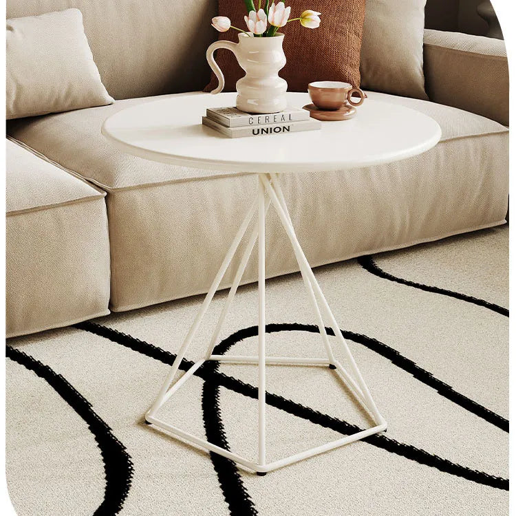 北欧風デザインのモダンホワイトセンターテーブル!シンプルな金属脚でスタイリッシュに?アクセント hsj-2266