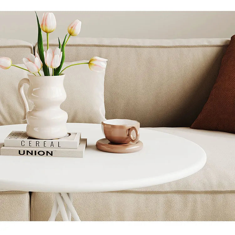 北欧風デザインのモダンホワイトセンターテーブル!シンプルな金属脚でスタイリッシュに?アクセント hsj-2266