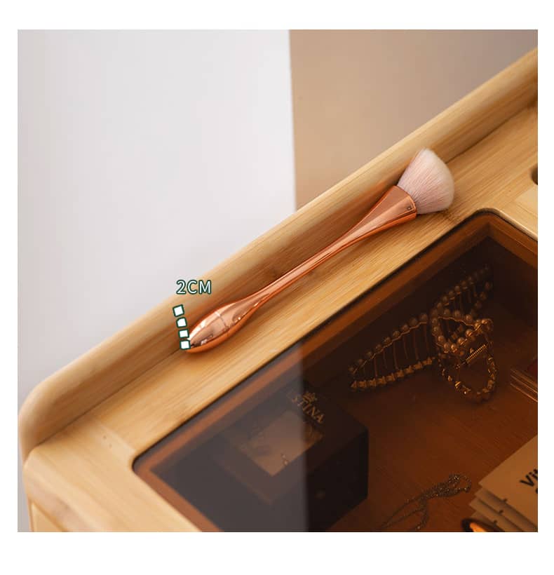 竹&木材使用のスタイリッシュ化粧台 - ガラス天板付き hsl-73