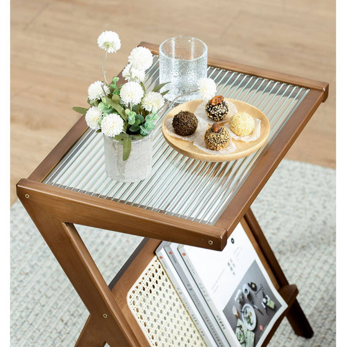 竹と樹脂とガラスの融合センターテーブル|モダンでスタイリッシュなデザイン hsl-76