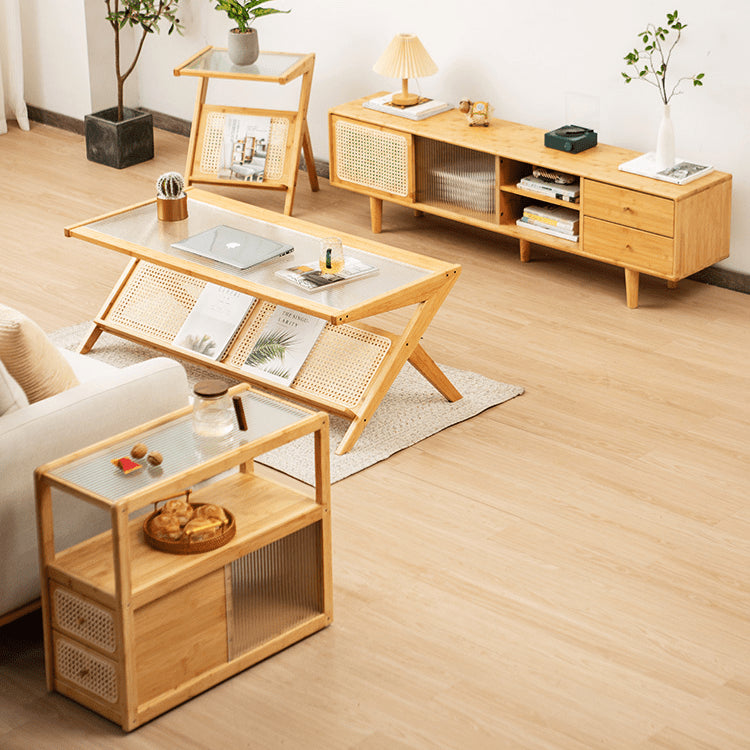 竹?樹脂?ガラス使用センターテーブル – スタイリッシュ&耐久性抜群 hsl-79