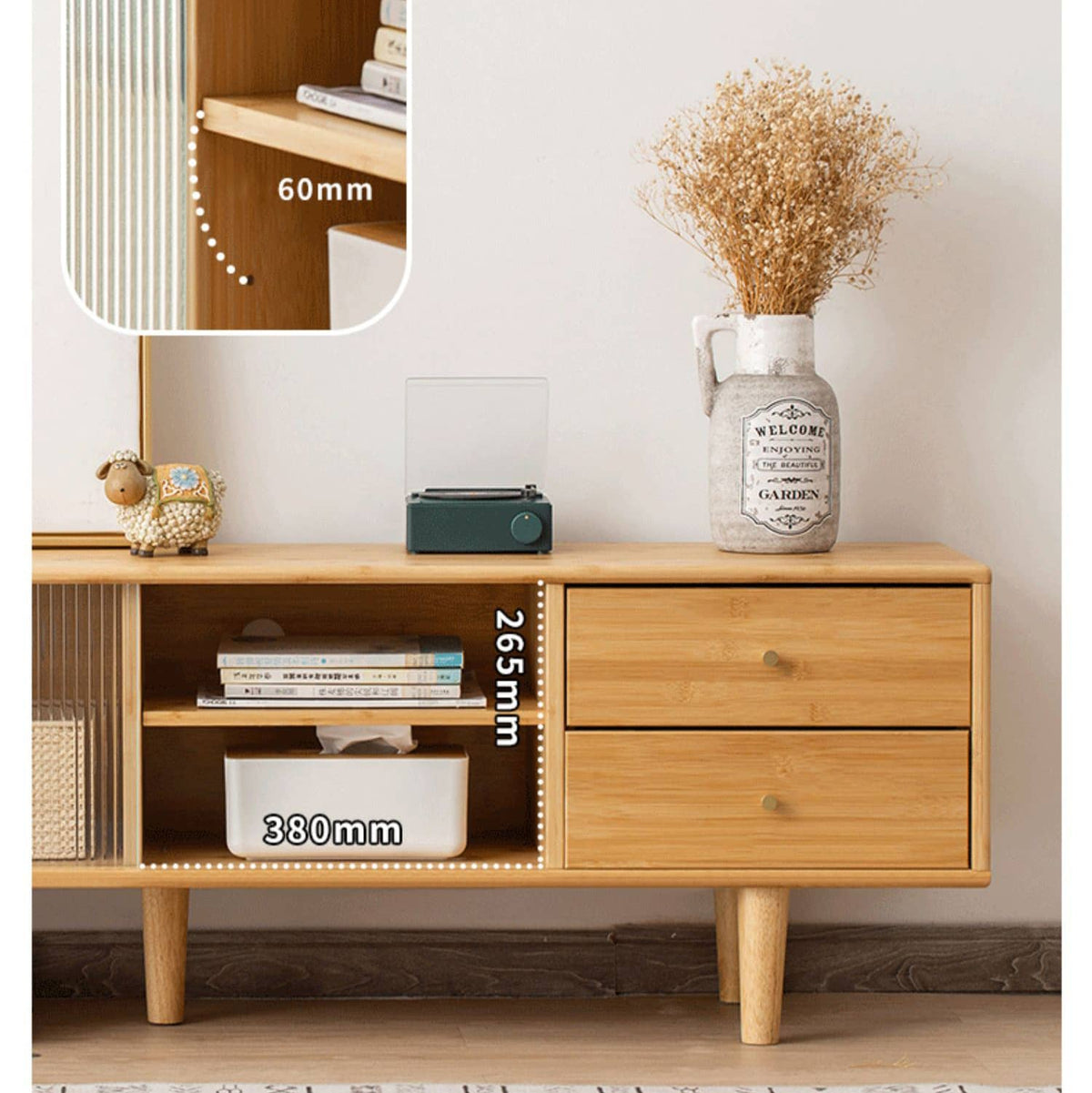 【竹と樹脂とガラスの絶妙ハーモニー】テレビ台の決定版 hsl-80