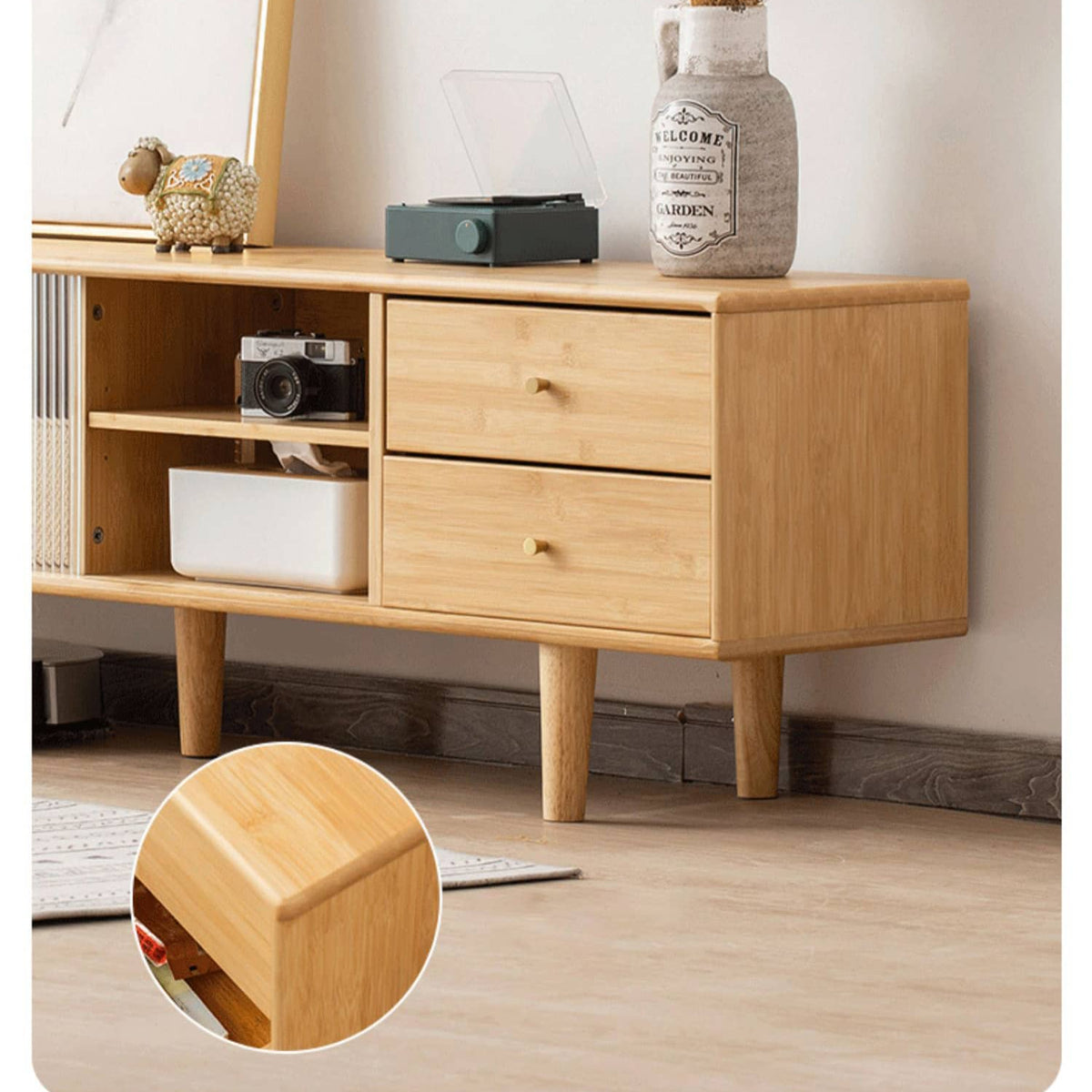 【竹と樹脂とガラスの絶妙ハーモニー】テレビ台の決定版 hsl-80