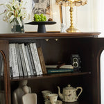 クラシックデザイン無垢材キャビネット|多層板と強化ガラス使用 hsmjx-4165