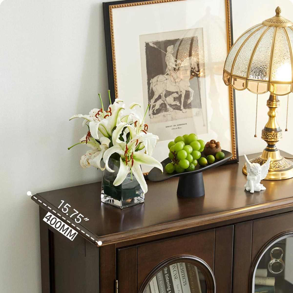 クラシックデザイン無垢材キャビネット|多層板と強化ガラス使用 hsmjx-4165