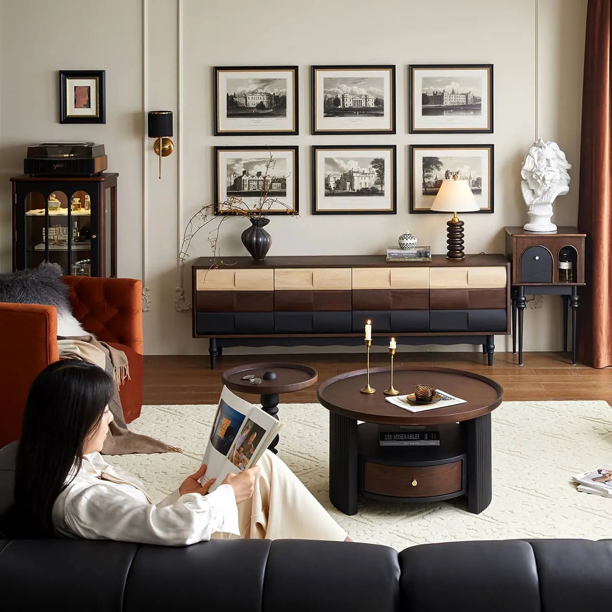 モダンレッドオーク多層板テレビ台│洗練されたデザインと高級感 hsmjx-4169