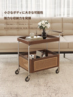 スタイリッシュな木製カート | 無垢材・樹脂・ステンレス製 | おしゃれな収納と移動便利なデザイン hsms-4906