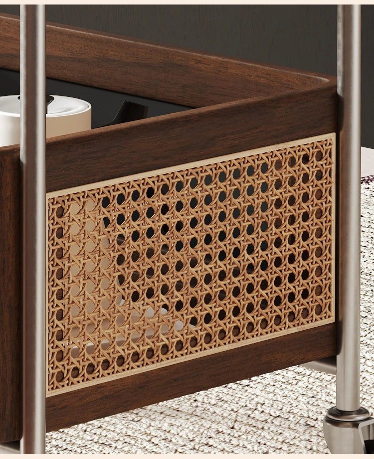 スタイリッシュな木製カート | 無垢材・樹脂・ステンレス製 | おしゃれな収納と移動便利なデザイン hsms-4906