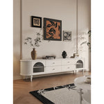 モダンデザインテレビ台|多層板・ガラス・ステンレス製|収納力抜群でスタイリッシュなリビング向け家具 hsms-4907