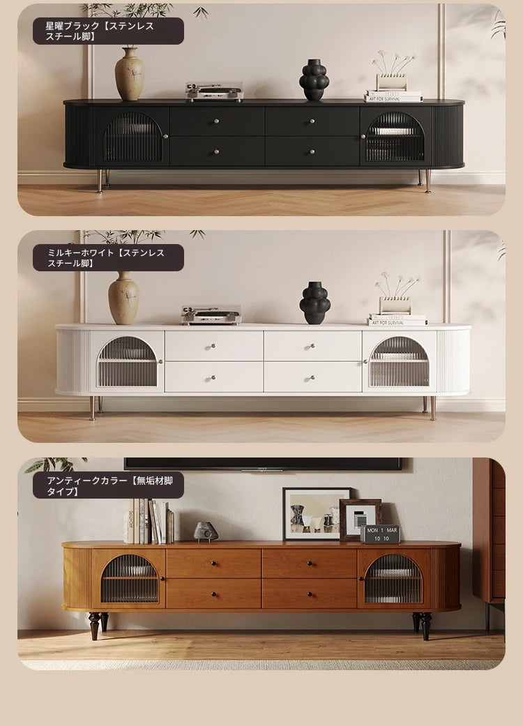 モダンデザインテレビ台|多層板・ガラス・ステンレス製|収納力抜群でスタイリッシュなリビング向け家具 hsms-4907