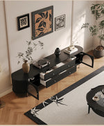 モダンデザインテレビ台|多層板・ガラス・ステンレス製|収納力抜群でスタイリッシュなリビング向け家具 hsms-4907