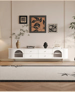 モダンデザインテレビ台|多層板・ガラス・ステンレス製|収納力抜群でスタイリッシュなリビング向け家具 hsms-4907