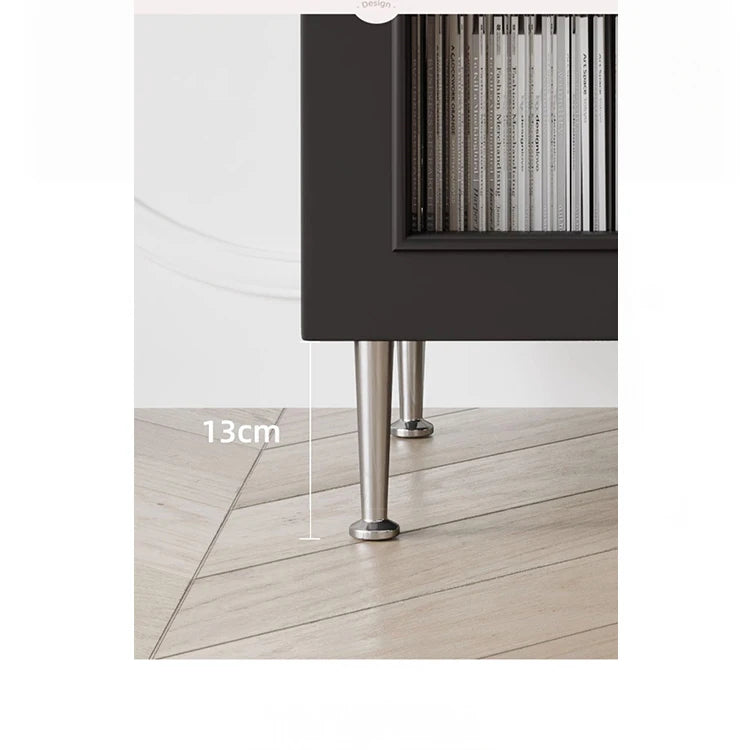 シンプルモダンナイトテーブル | 耐久性のある多層板・ステンレス・ガラス製 | リビングや寝室に最適な収納オプション hsms-4910