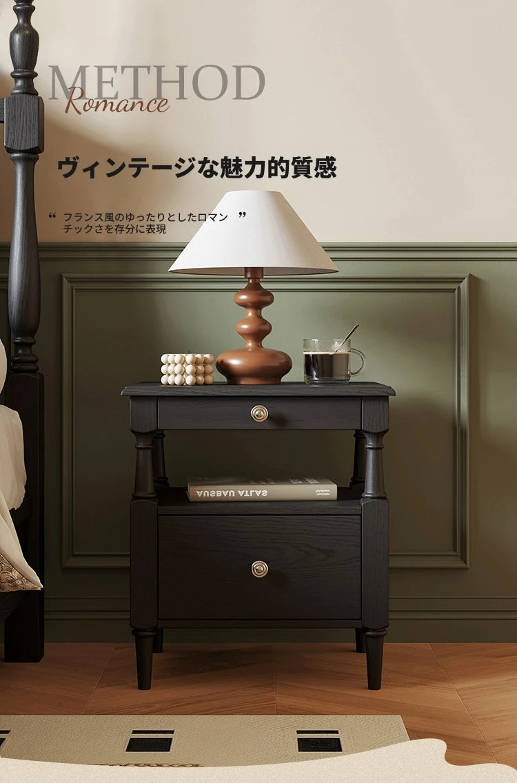 アッシュ材のナイトテーブル - モダンでスタイリッシュなデザイン、収納力抜群のベッドサイドテーブル hsms-4914