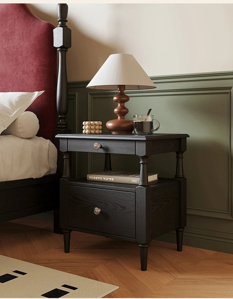 アッシュ材のナイトテーブル - モダンでスタイリッシュなデザイン、収納力抜群のベッドサイドテーブル hsms-4914