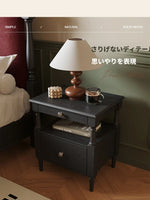 アッシュ材のナイトテーブル - モダンでスタイリッシュなデザイン、収納力抜群のベッドサイドテーブル hsms-4914