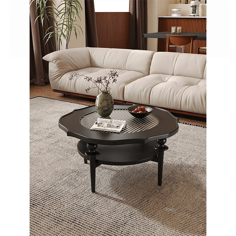 モダンガラスセンターテーブル|おしゃれな丸型デザイン|リビングルーム用家具 hsms-4915