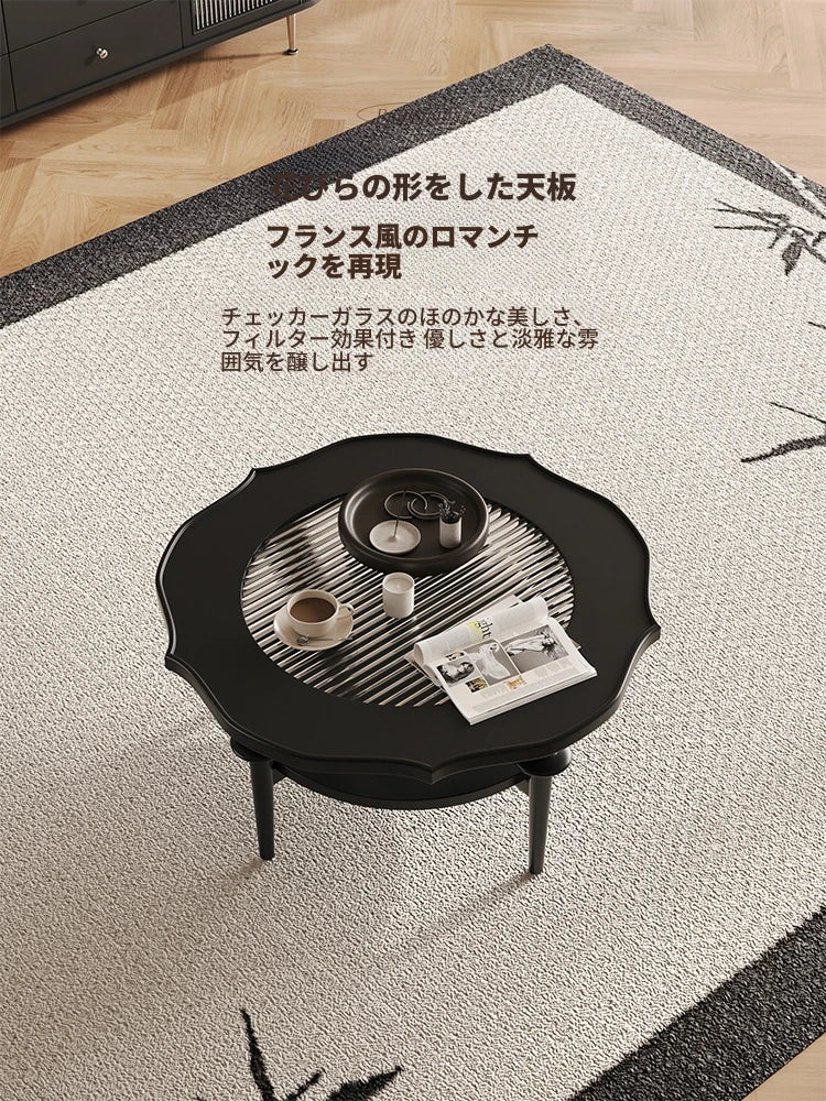 モダンガラスセンターテーブル|おしゃれな丸型デザイン|リビングルーム用家具 hsms-4915