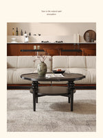 モダンガラスセンターテーブル|おしゃれな丸型デザイン|リビングルーム用家具 hsms-4915