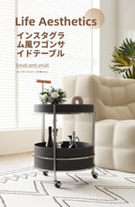 おしゃれな無垢材&ステンレス製カート - 合成皮革仕上げのお洒落なサービングバー hsms-4916