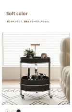 おしゃれな無垢材&ステンレス製カート - 合成皮革仕上げのお洒落なサービングバー hsms-4916