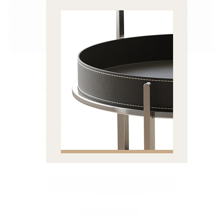 おしゃれな無垢材&ステンレス製カート - 合成皮革仕上げのお洒落なサービングバー hsms-4916