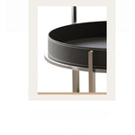 おしゃれな無垢材&ステンレス製カート - 合成皮革仕上げのお洒落なサービングバー hsms-4916