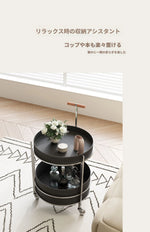 おしゃれな無垢材&ステンレス製カート - 合成皮革仕上げのお洒落なサービングバー hsms-4916