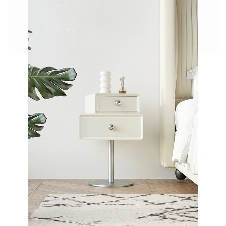 モダンデザインのナイトテーブル | 多層板・ステンレス製 | おしゃれ収納家具 hsms-4917