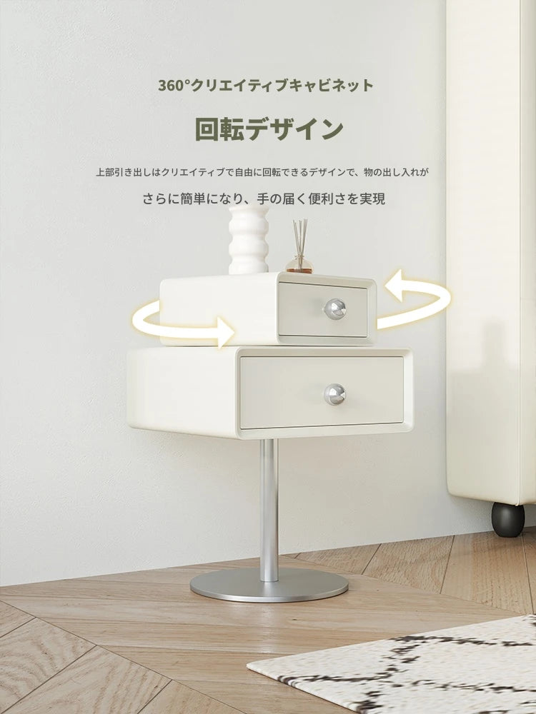 モダンデザインのナイトテーブル | 多層板・ステンレス製 | おしゃれ収納家具 hsms-4917