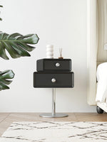 モダンデザインのナイトテーブル | 多層板・ステンレス製 | おしゃれ収納家具 hsms-4917