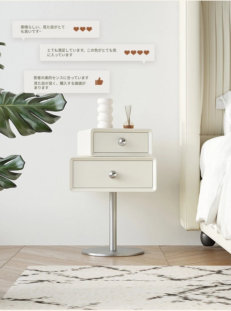 モダンデザインのナイトテーブル | 多層板・ステンレス製 | おしゃれ収納家具 hsms-4917