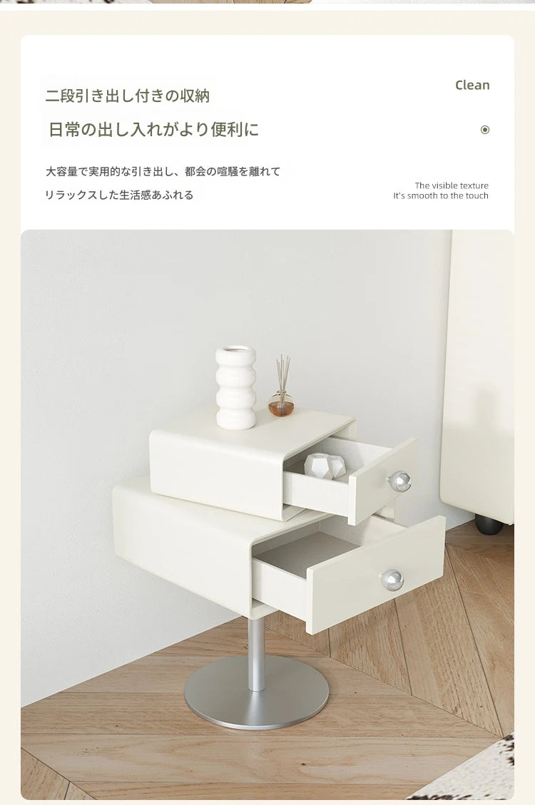 モダンデザインのナイトテーブル | 多層板・ステンレス製 | おしゃれ収納家具 hsms-4917