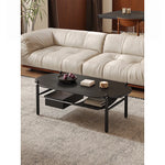 アッシュ材と合成皮革のスタイリッシュセンターテーブル|収納付きモダンデザイン hsms-4919