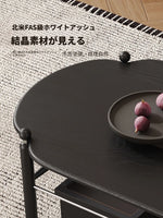 アッシュ材と合成皮革のスタイリッシュセンターテーブル|収納付きモダンデザイン hsms-4919