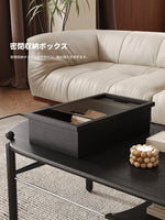 アッシュ材と合成皮革のスタイリッシュセンターテーブル|収納付きモダンデザイン hsms-4919