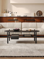 アッシュ材と合成皮革のスタイリッシュセンターテーブル|収納付きモダンデザイン hsms-4919