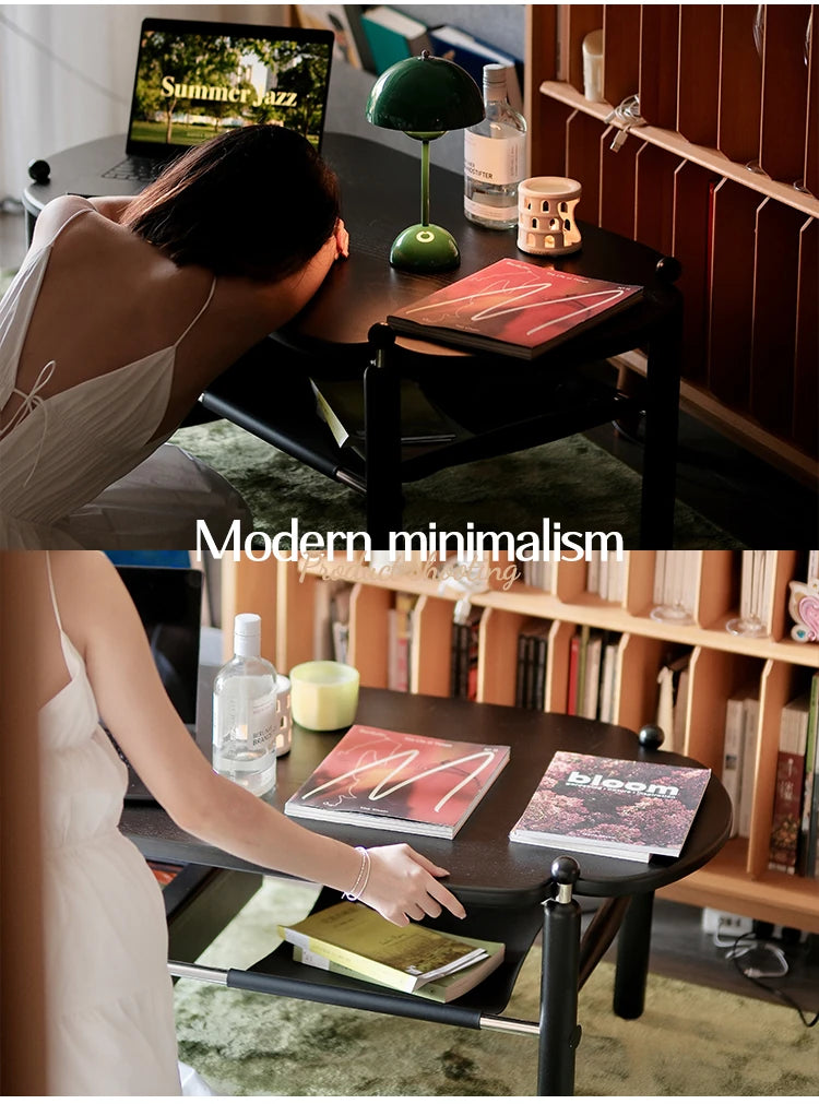 アッシュ材と合成皮革のスタイリッシュセンターテーブル|収納付きモダンデザイン hsms-4919