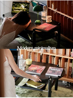 アッシュ材と合成皮革のスタイリッシュセンターテーブル|収納付きモダンデザイン hsms-4919