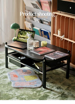 アッシュ材と合成皮革のスタイリッシュセンターテーブル|収納付きモダンデザイン hsms-4919