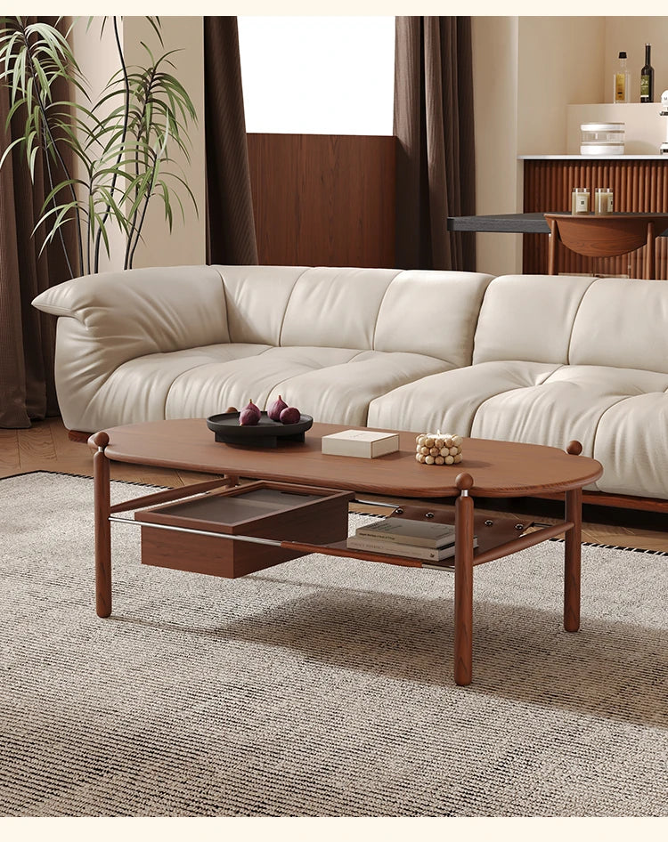 アッシュ材と合成皮革のスタイリッシュセンターテーブル|収納付きモダンデザイン hsms-4919