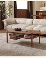 アッシュ材と合成皮革のスタイリッシュセンターテーブル|収納付きモダンデザイン hsms-4919