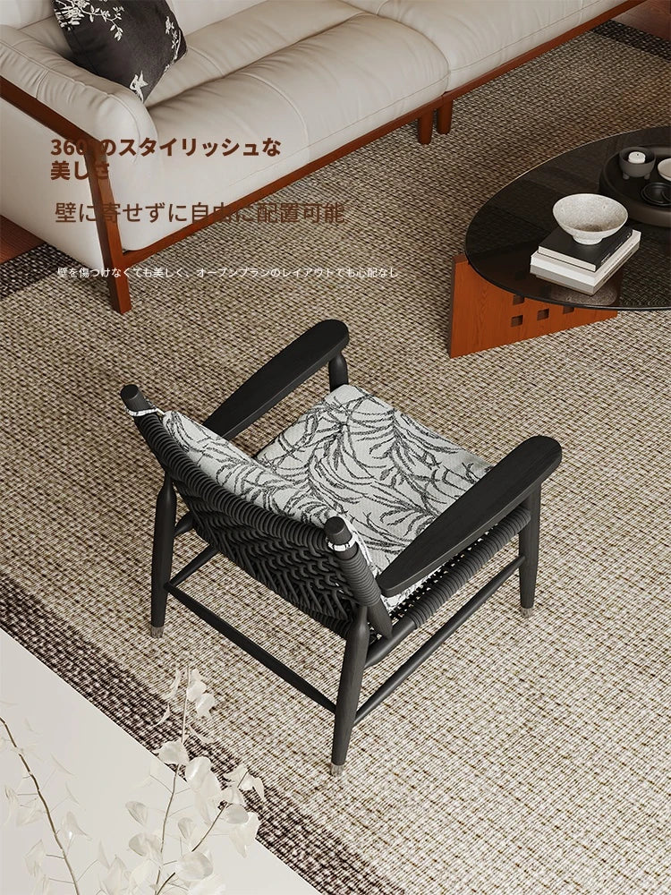 アッシュ材と本革使用のスタイリッシュチェア|モダンインテリアに最適なリビングチェア hsms-4926