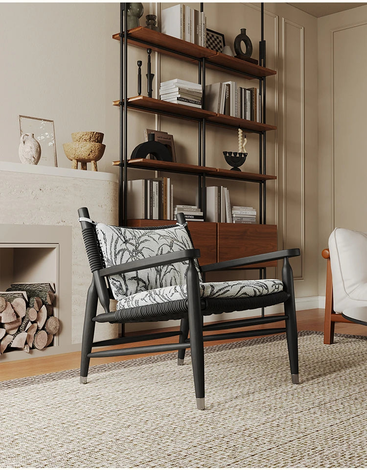 アッシュ材と本革使用のスタイリッシュチェア|モダンインテリアに最適なリビングチェア hsms-4926