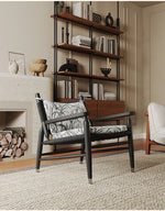 アッシュ材と本革使用のスタイリッシュチェア|モダンインテリアに最適なリビングチェア hsms-4926